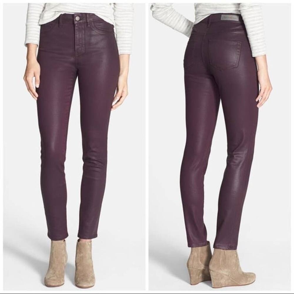 TREASURE & BOND Women’s Skinny Wax Coated Burgundy High Rise Ankle Jeans Size 32